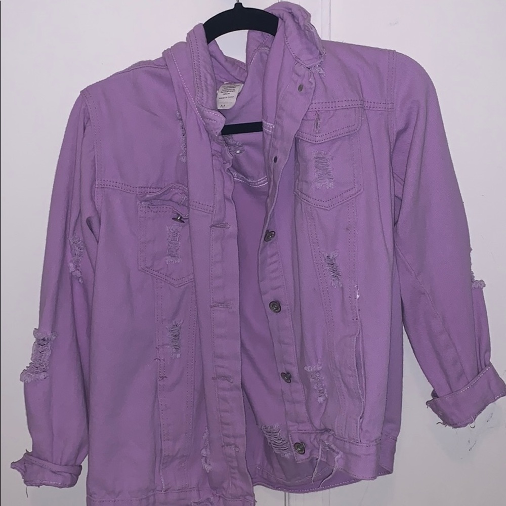 Purple jean jacket. Size medium. No signs of wear